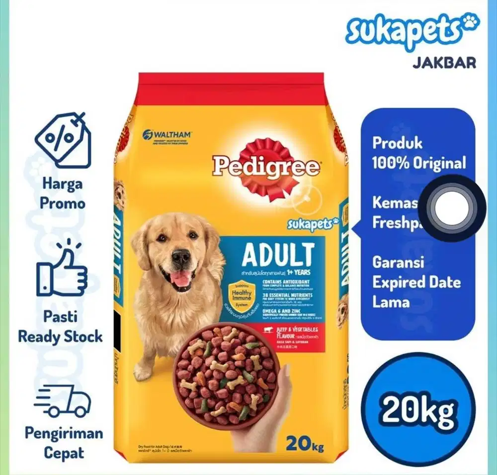 Pedigree Beef Vegetables Dry Food Makanan Anjing Kering 20kg