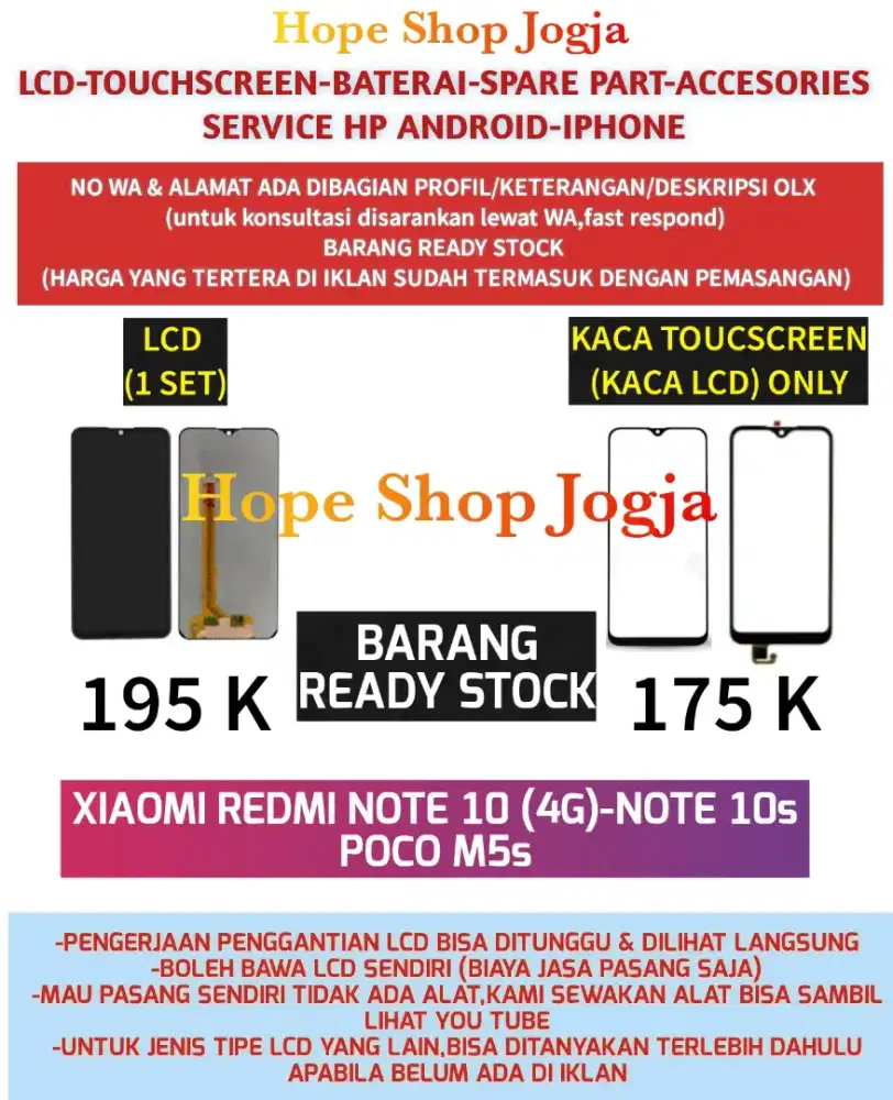 Touchscreen-Baterai-Lcd Poco M5s-Redmi Note 10 (4G)-Note 10s