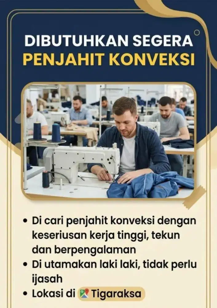 DIBUTUHKAN PENJAHIT KONVEKSI BANTAL SEGERA!