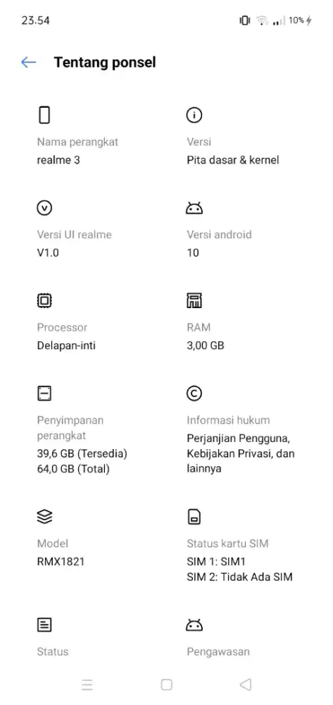 Realme 3 Ram 3/64 batangan Mulus