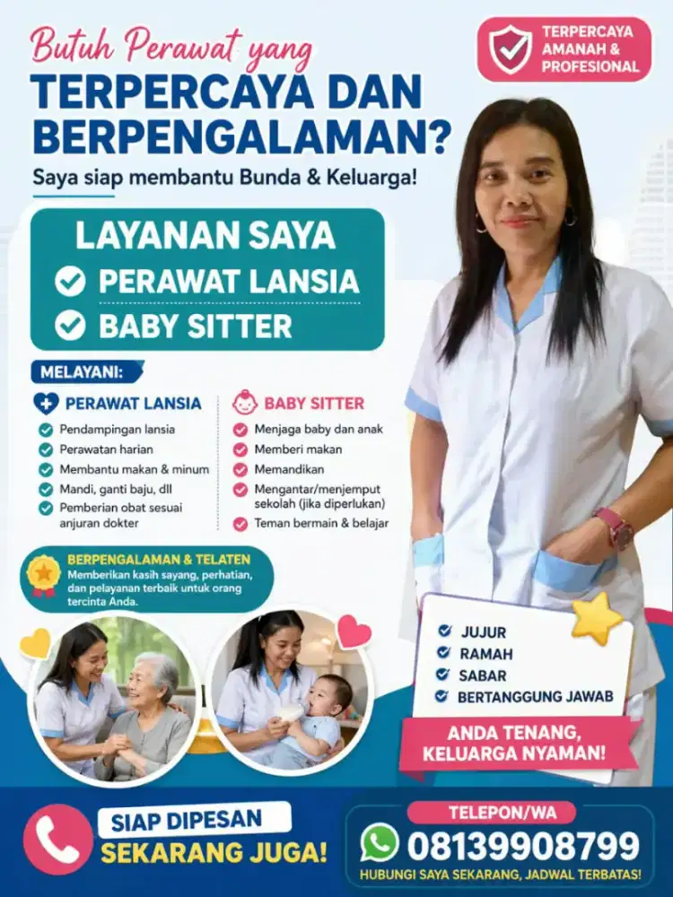 Jasa layanan Perawat Lansia baby sitter dan Art