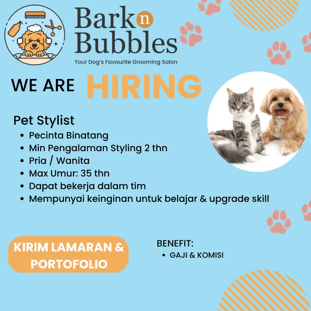 Lowongan di Bark n Bubbles Pet Grooming Salon