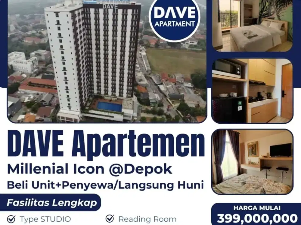 Studio full furnished siap huni di Dave Apartemen Depok