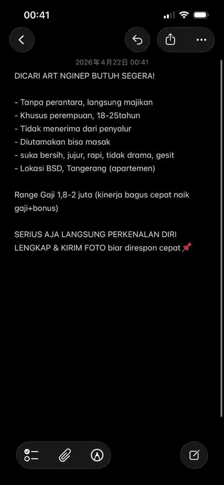 LOKER ASISTEN RUMAH TANGGA DI BSD TANGERANG