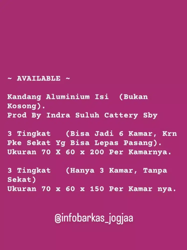 Kandanf Alumunium Premium Knock Down (bisa dibongkar pasang)