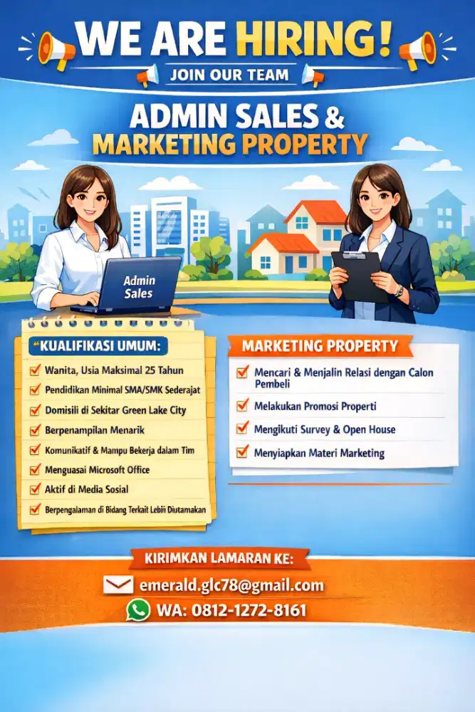 LOWONGAN KERJA UNTUK POSISI ADMIN & MARKETING