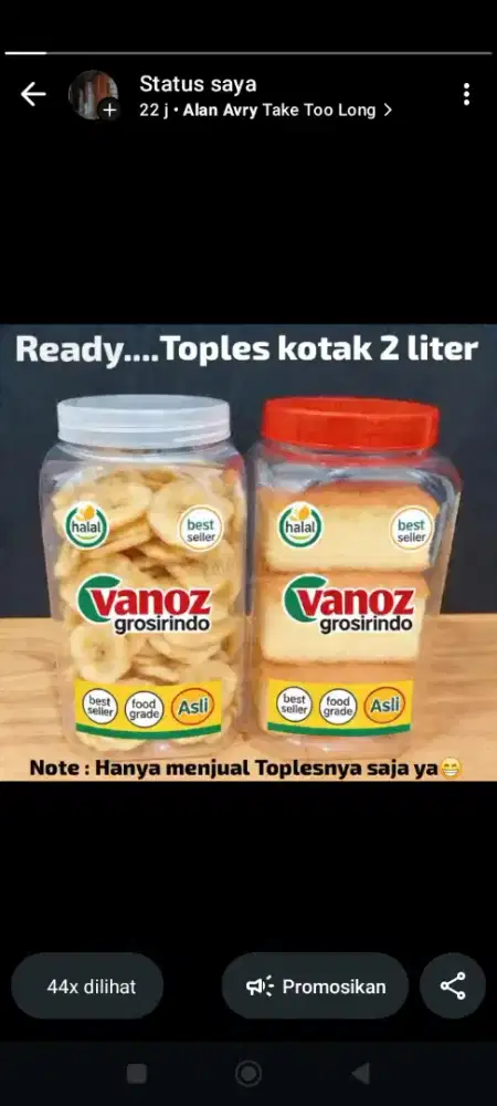Toples 2 Liter / Toples Cupang 2 Liter