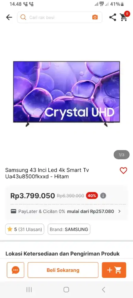 TV SAMSUNG 43U8500 STOK TERSEDIA