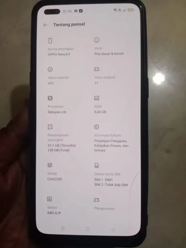 di jual hp oppo reno 4f ram 8/128