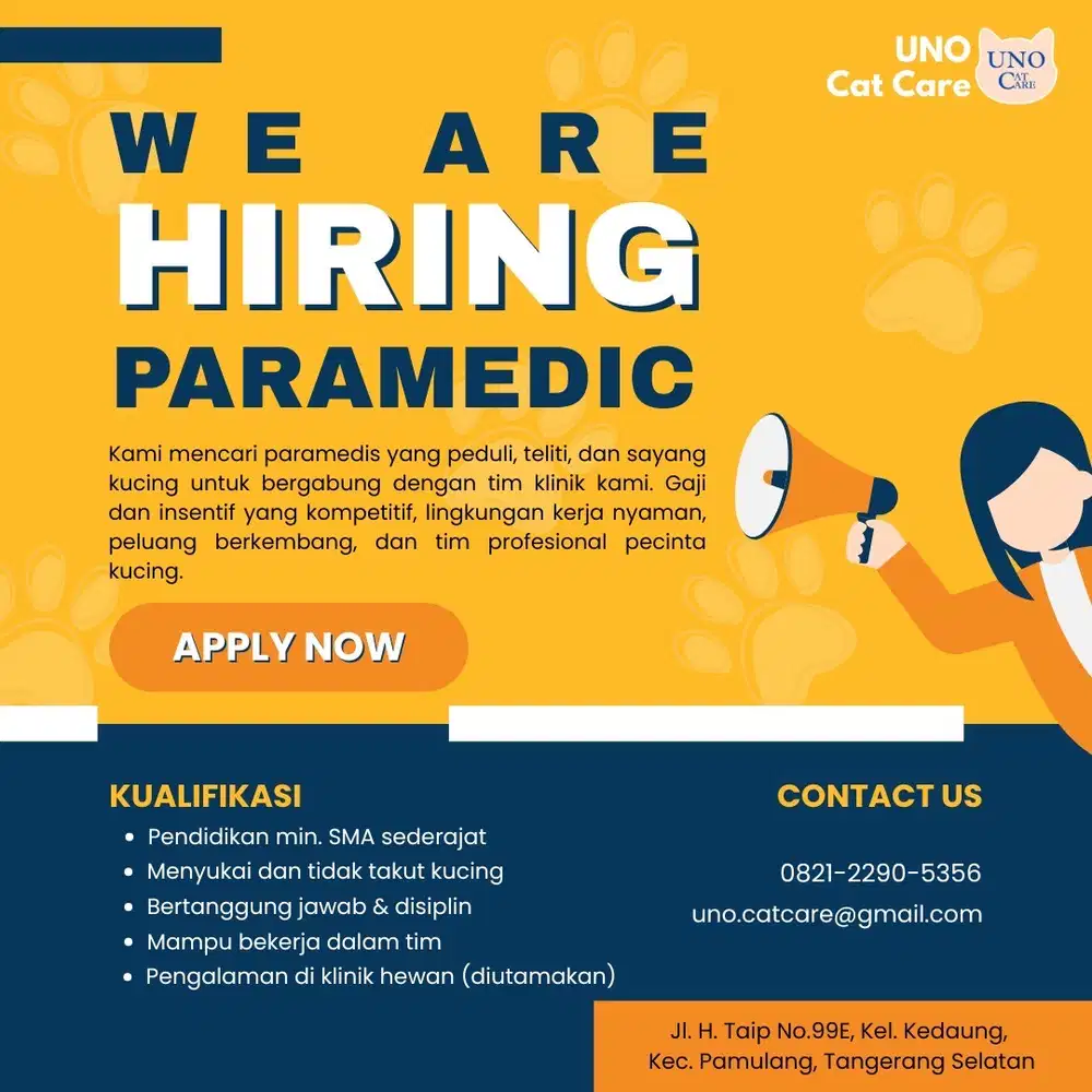 Lowongan Groomer dan paramedis