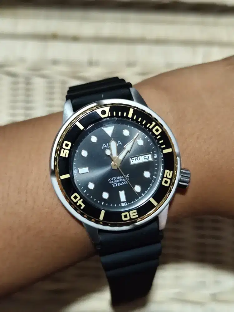 Alba Mechanical AL4250X1 Automatic Man Black Dial Black Rubber Strap