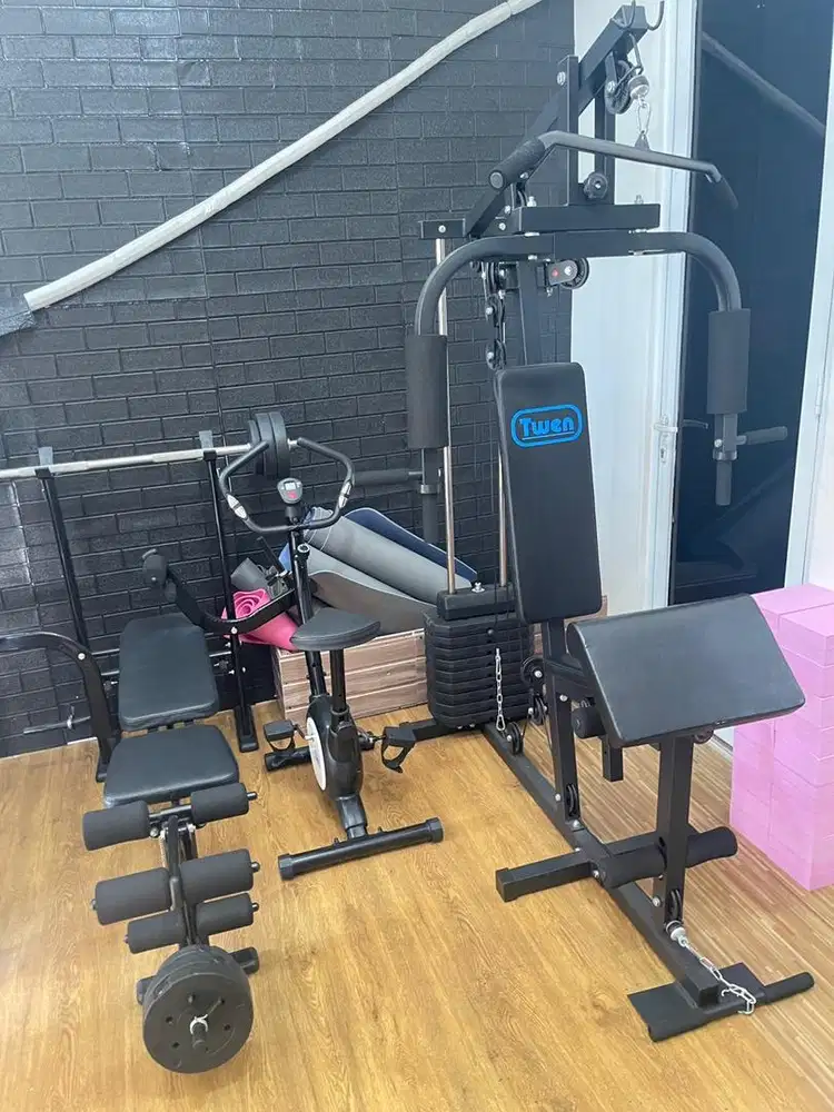 Jual Murah Cepat Home Gym & Bench Press Set - Bonus Sepeda Statis