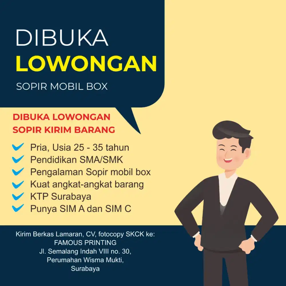 Dibuka Lowongan Sopir Mobil Box