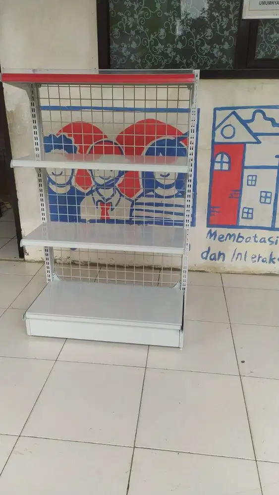 Rak Minimarket / Rak Gondola Besi Baja Kapasitas 40 Kg Perlevel