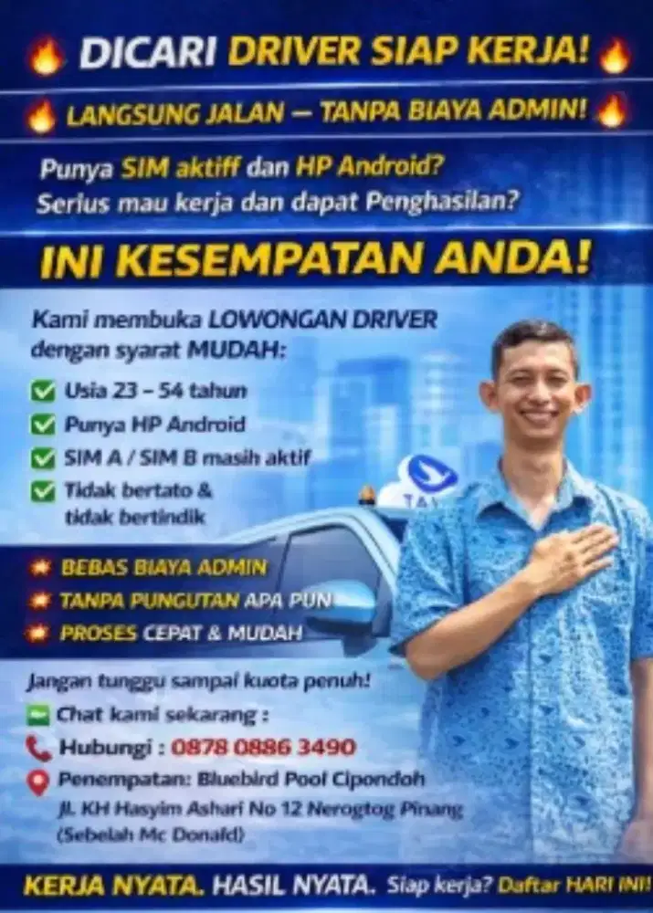 Dibutuhkan 100 Driver online