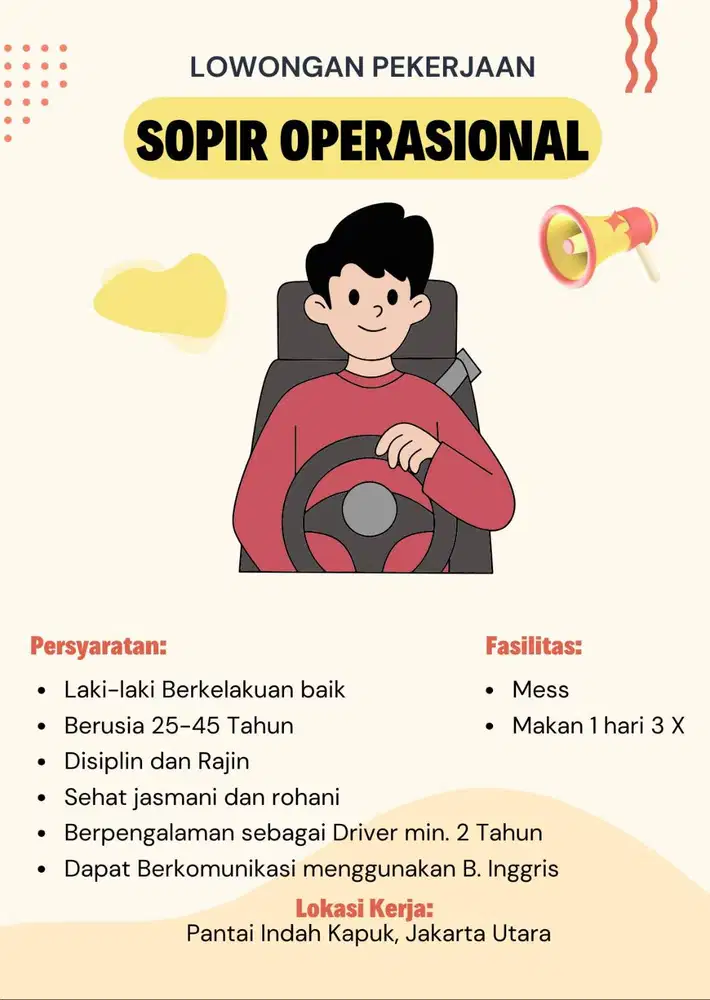 SOPIR OPERASIONAL KANTOR / DRIVER ENGLISH SPEAKER