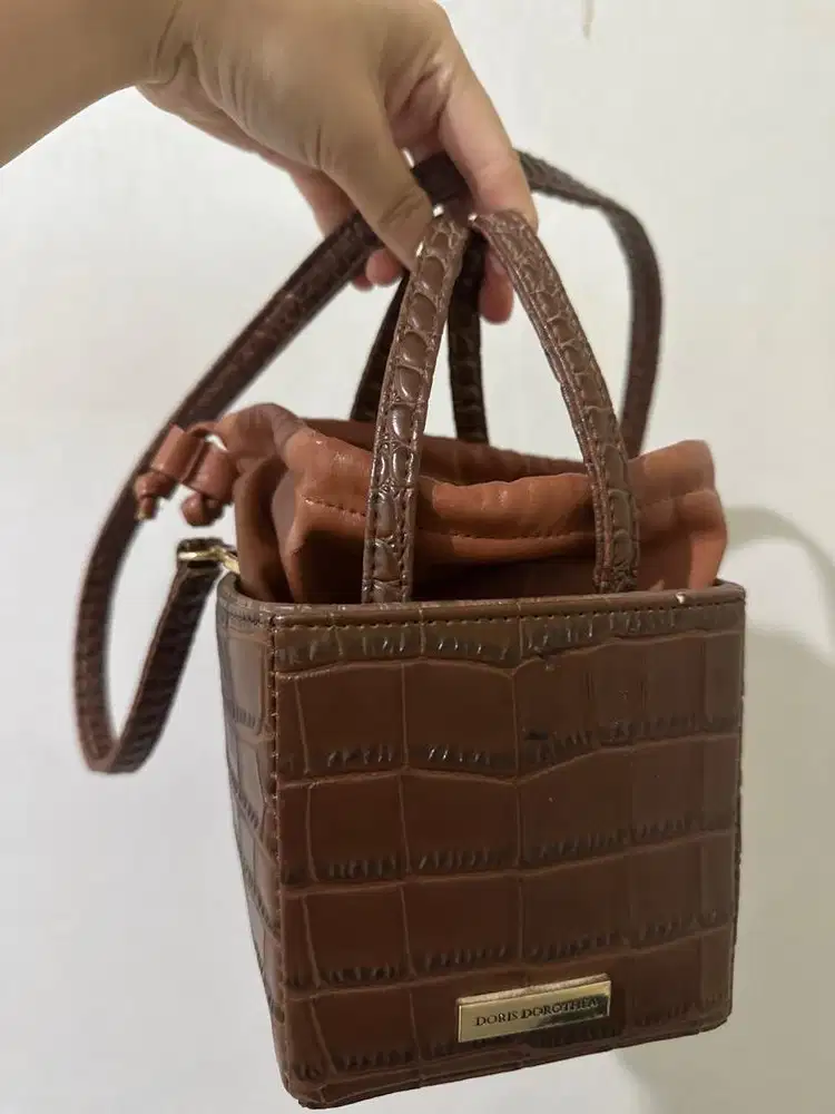 Tas Original Doris Dorothea Ella - Croco Brown - Sling Bag Leather