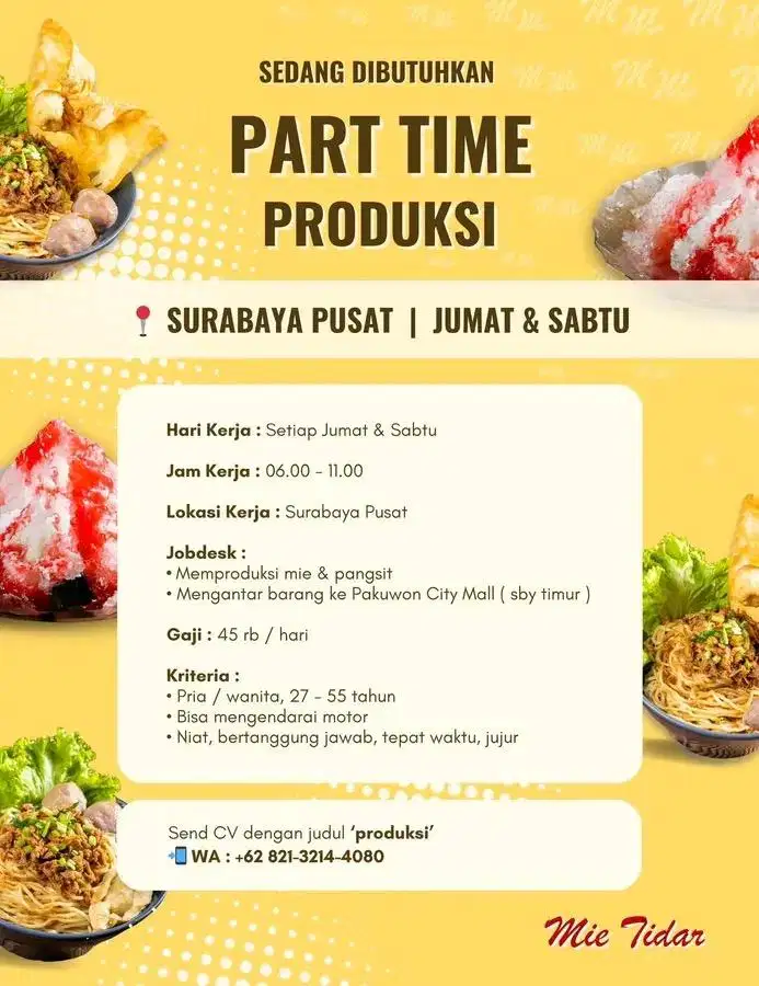 Part Time Jumat & Sabtu Pagi