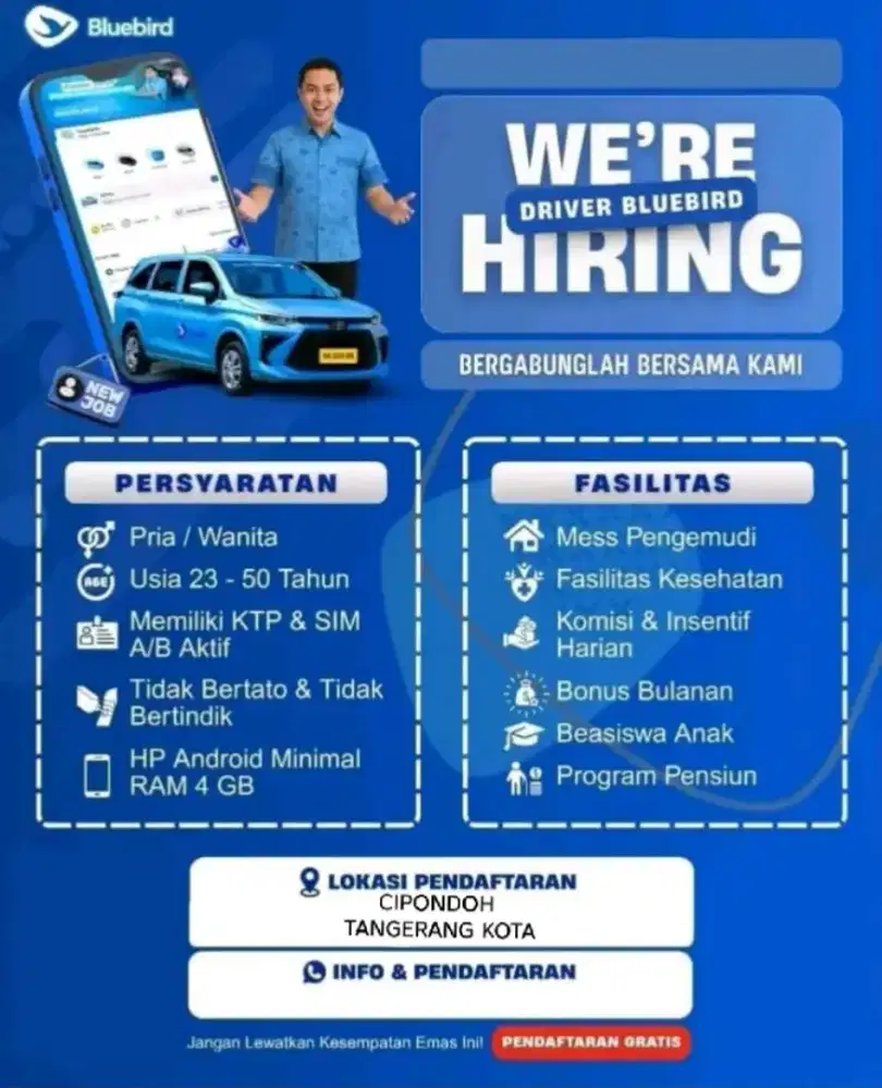 LOKER DRIVER TAXI GRATIS