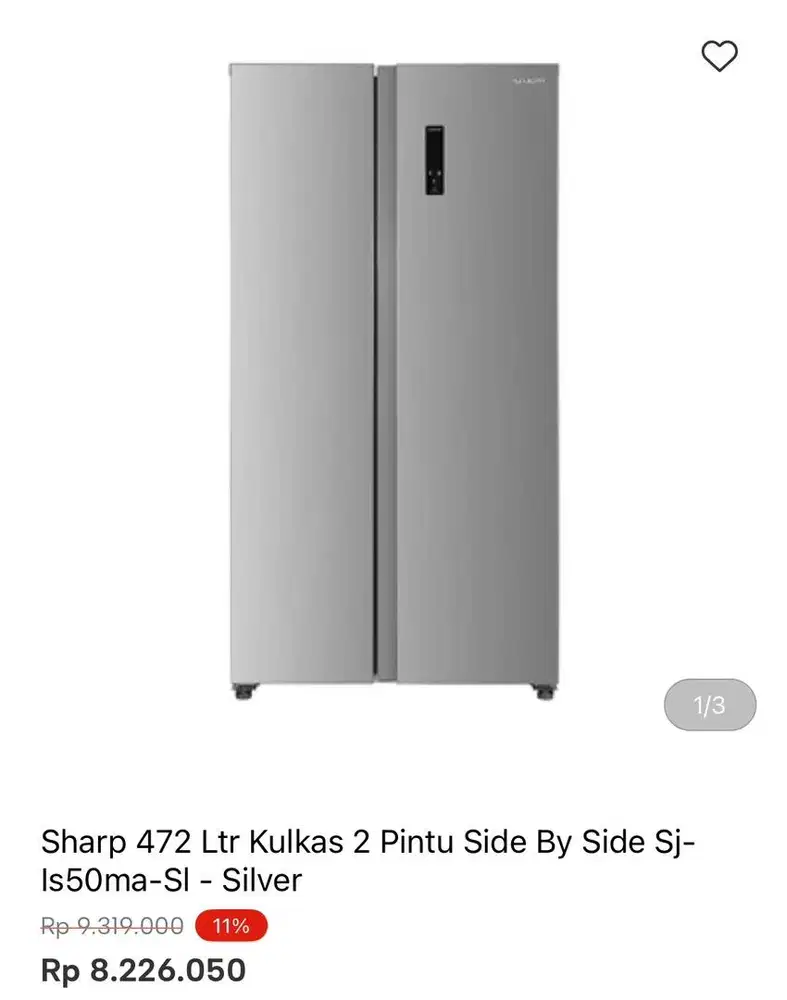 KULKAS SBS SHARP 472liter