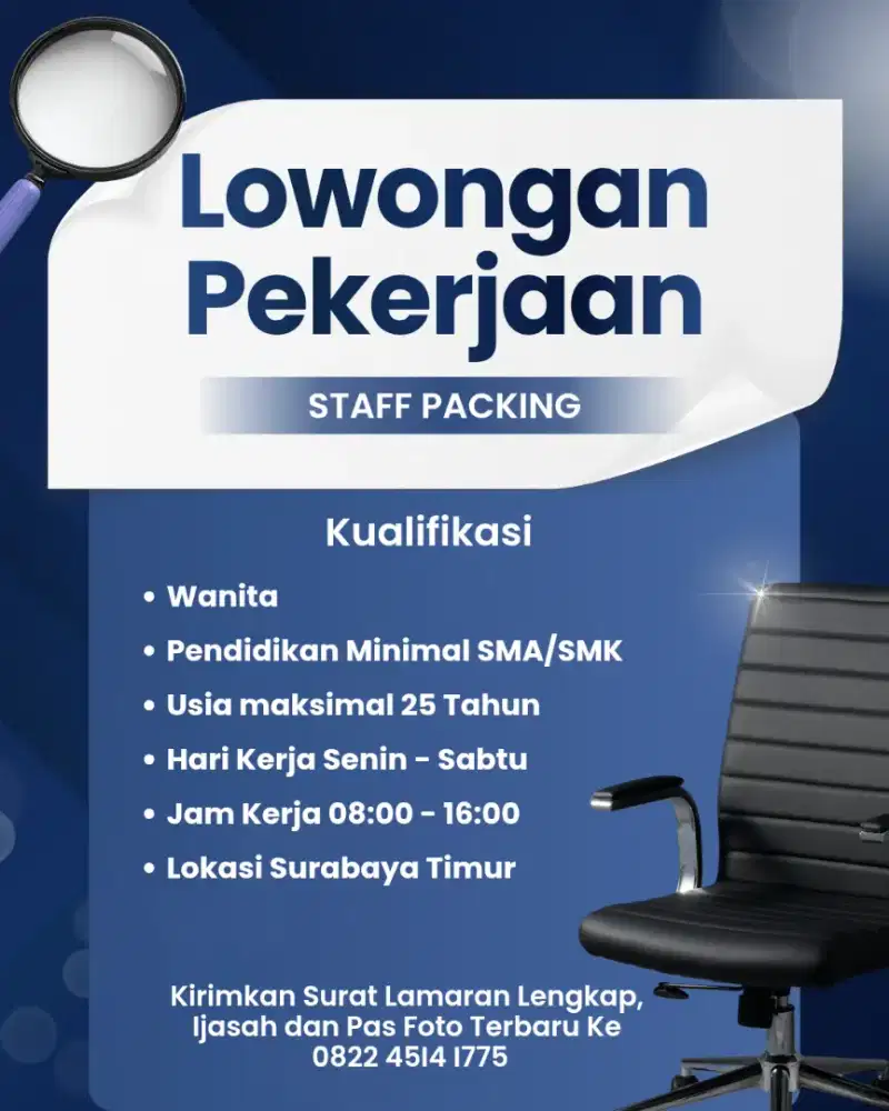 DIBUTUHKAN KARYAWATI BAGIAN PACKING BARANG ONLINE SHOP