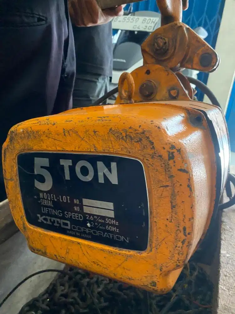 Jual Chain Hoist Listrik 5 Ton KITO – Jepang (Bekas Siap Pakai)