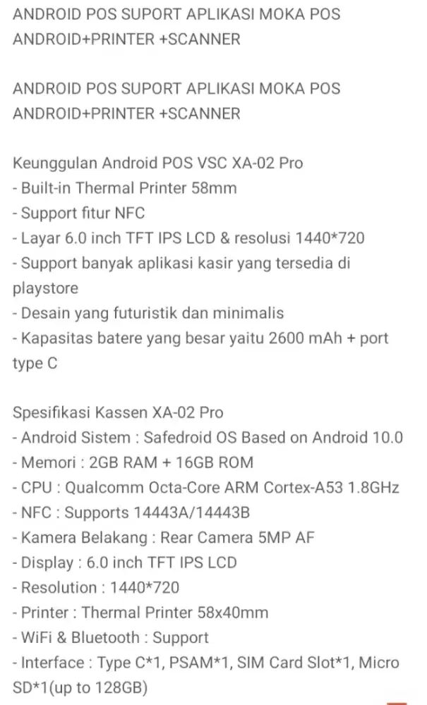 Android POS Kasir Thermal Free 10roll thermal 58mm