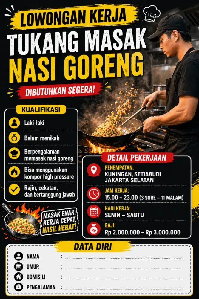 Loker Tukang Masak Nasi Goreng