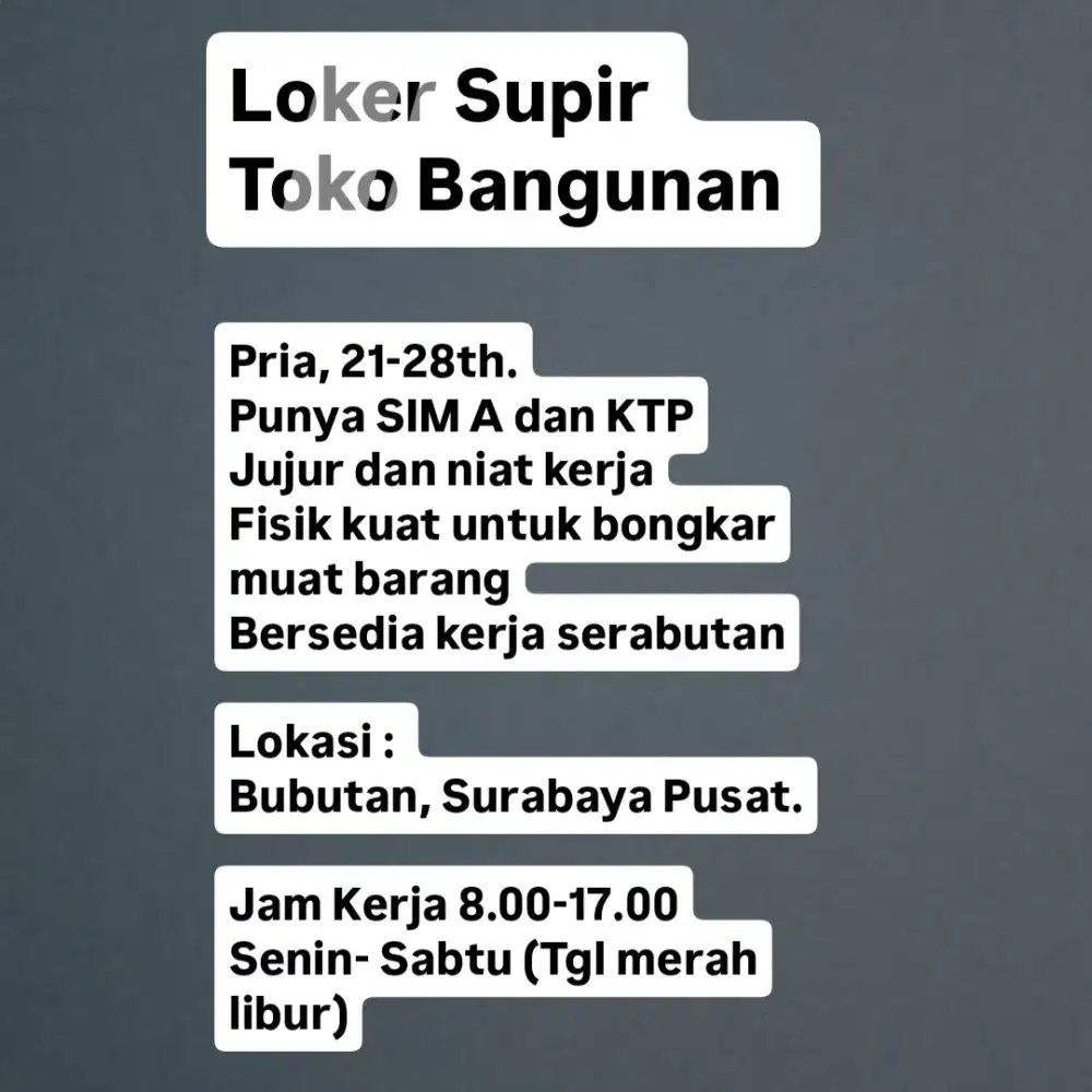 Supir Toko Bangunan