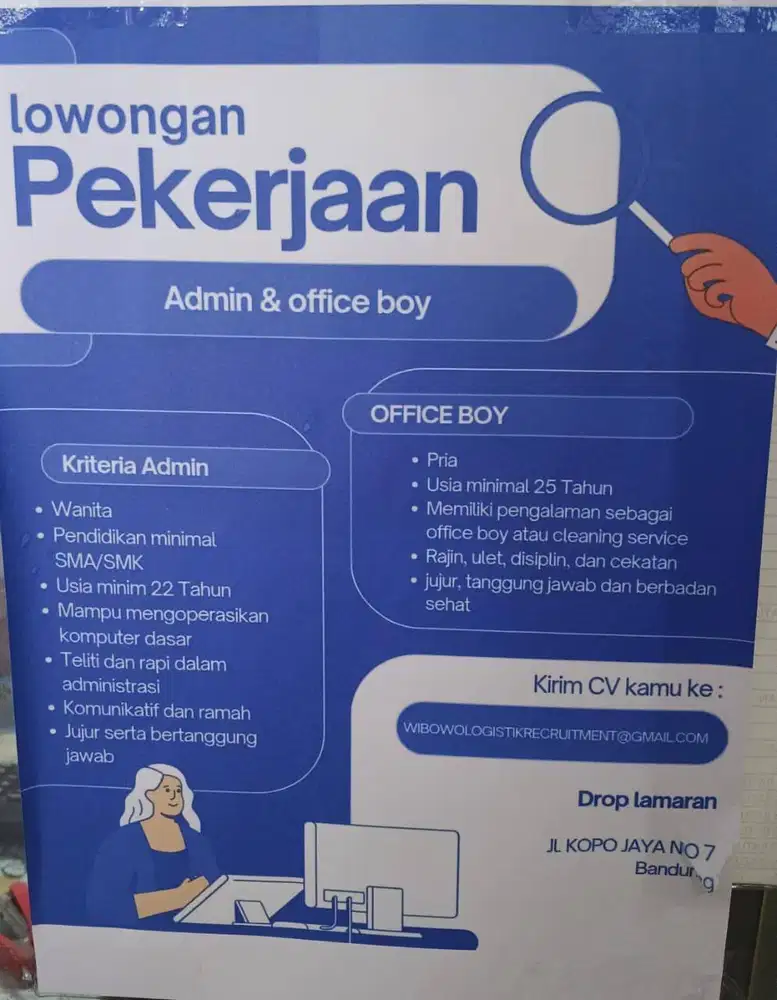LOWONGAN KERJA OFFICE BOY BANDUNG