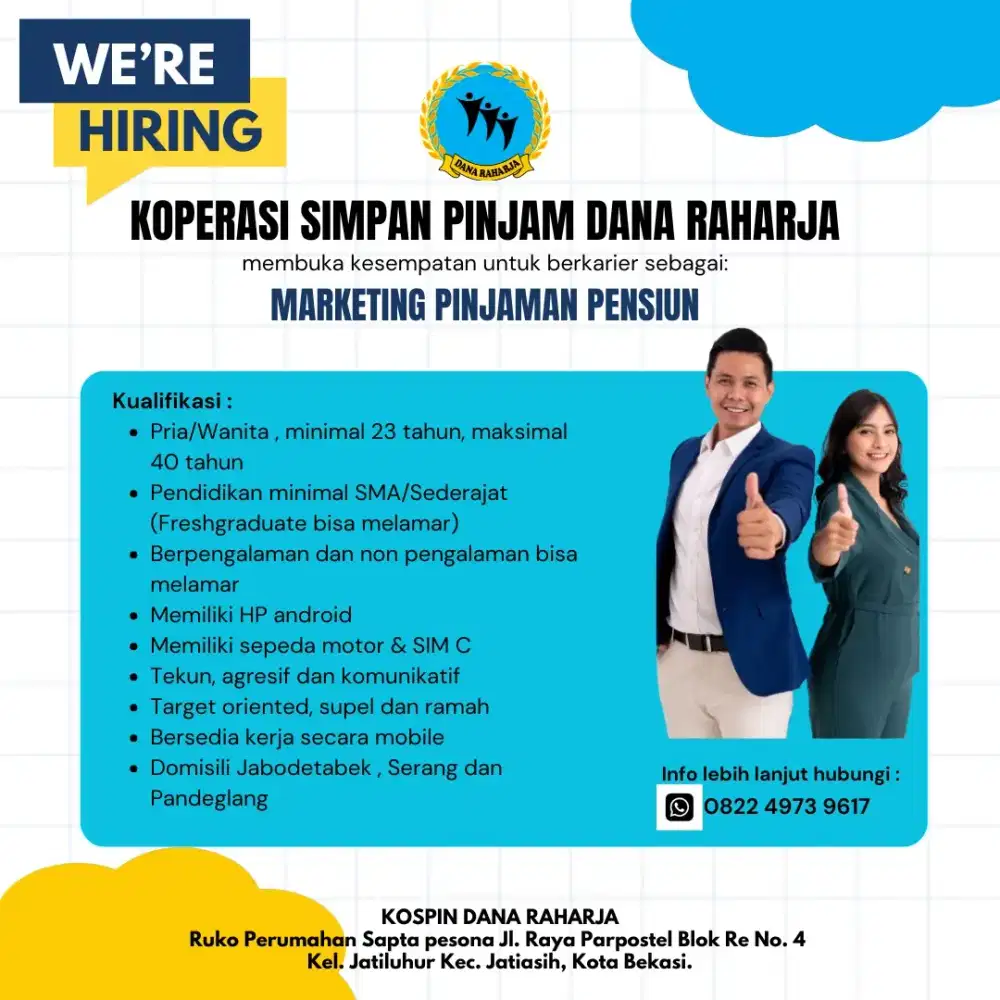 Dibutuhkan Segera Marketing Pensiunan