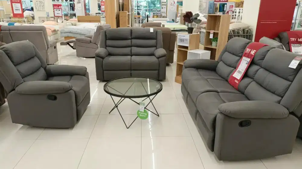 Set Sofa Recliner Lexus 1S+2S+3S Dark Grey