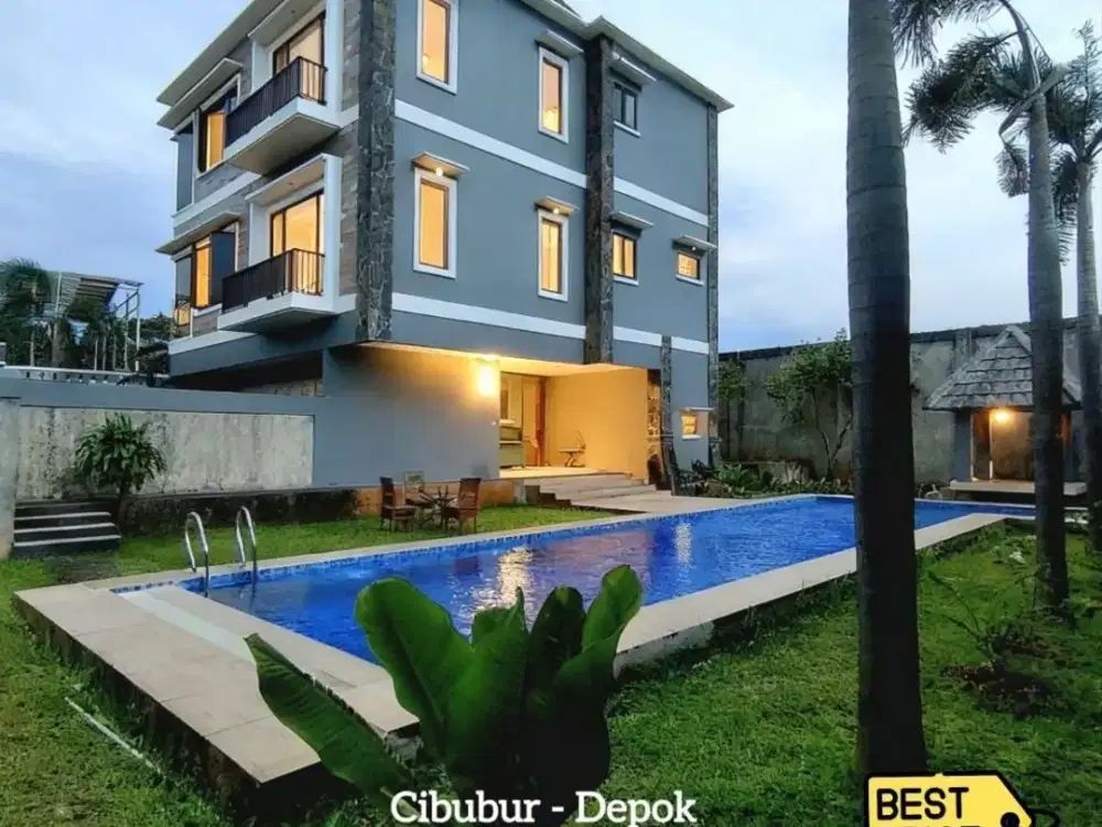 rumah bagus private pool selangkah ke stasiun lrt harjamukti