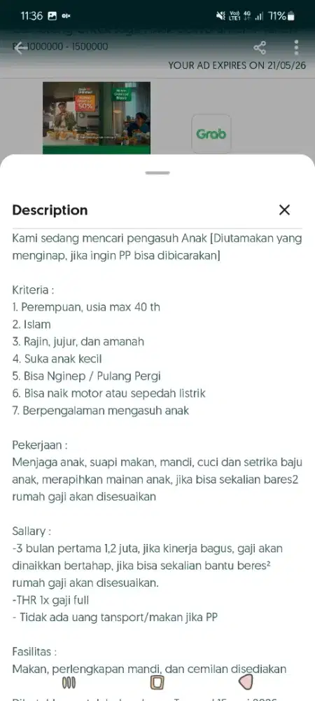 Cari orang Untuk Jaga Anak Cowo umur 4 Tahun