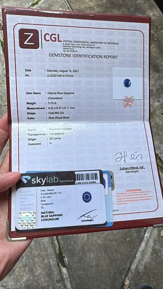 cincin perak royal blue safir 3.7 crt sertifikat