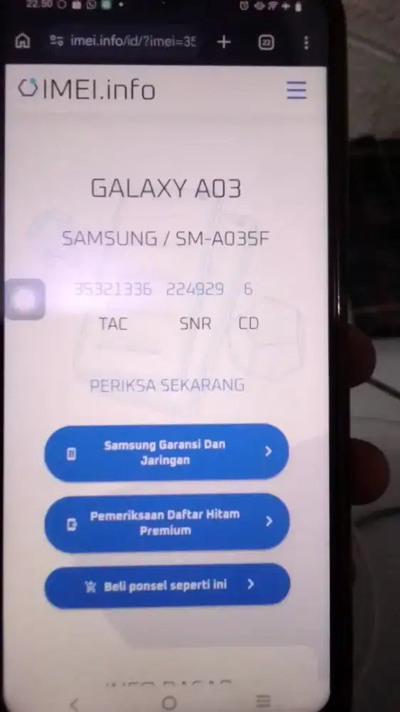 Samsung A03 Ori ram 3gb