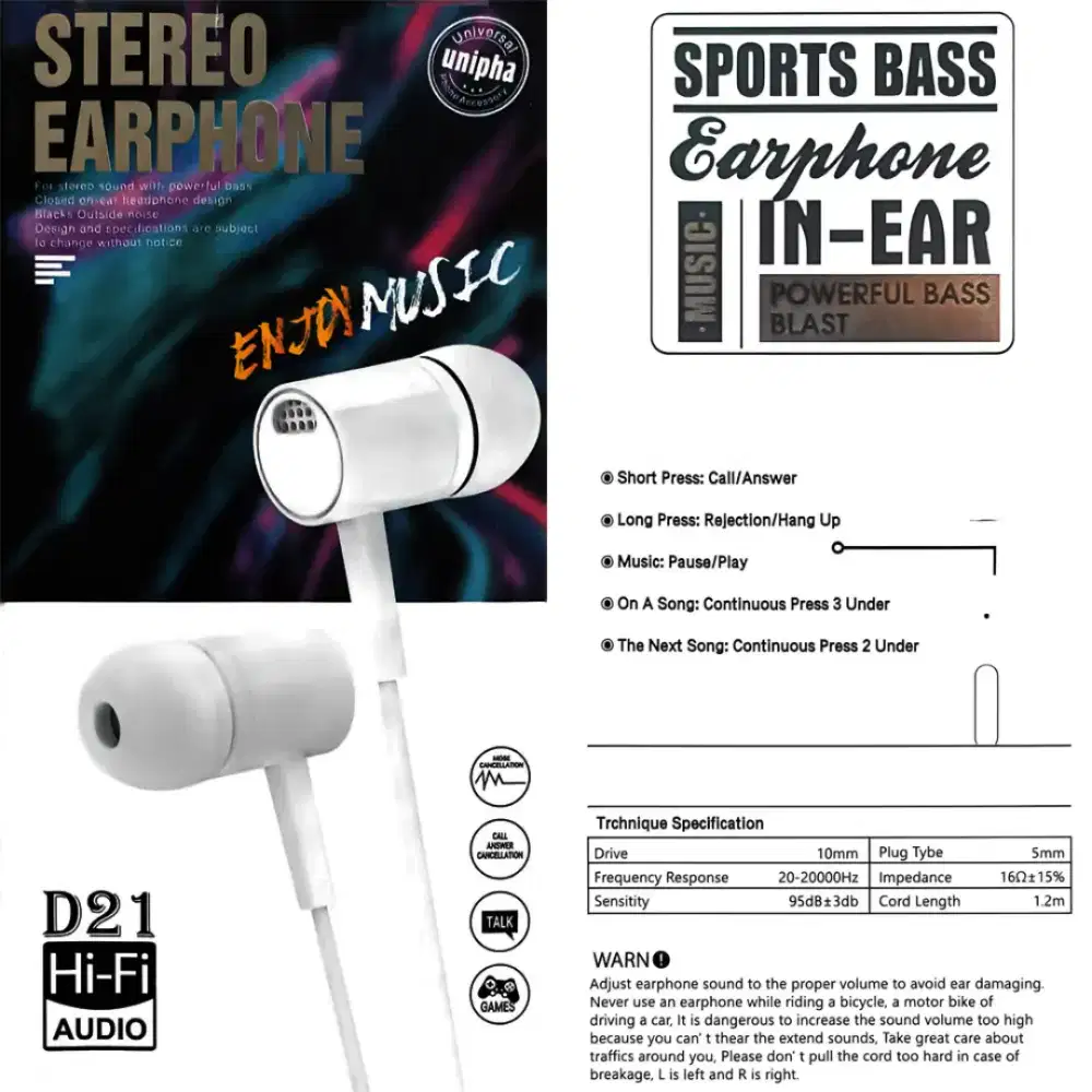 Headset/Earphone Stereo Bass Cocok Untuk Semua HP Android
