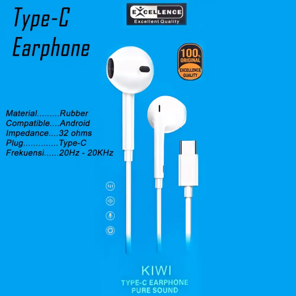 Headset/Earphone Stereo Bass USB Type C Cocok Untuk Semua HP Android
