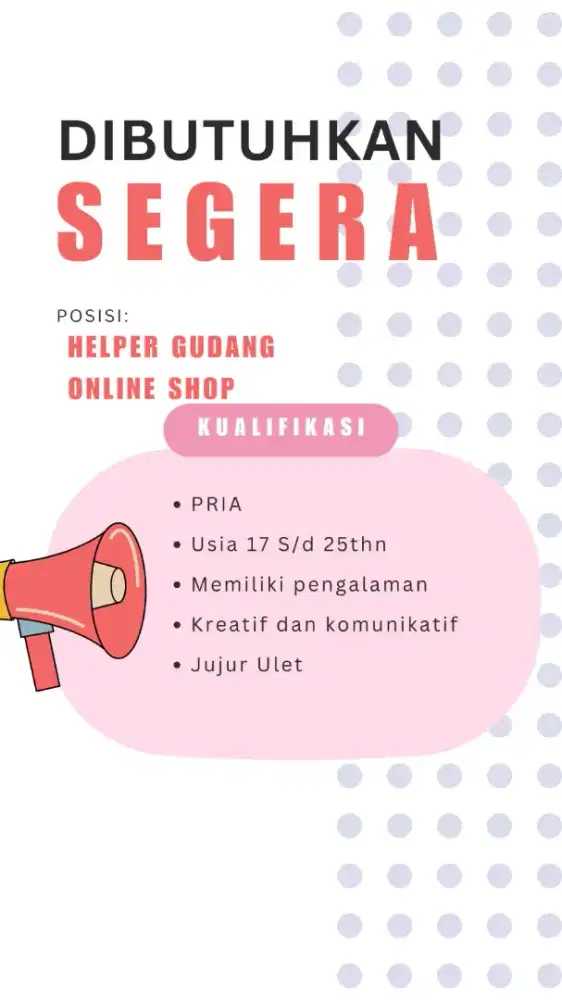 Loker Helper Gudang online Shop Mainan