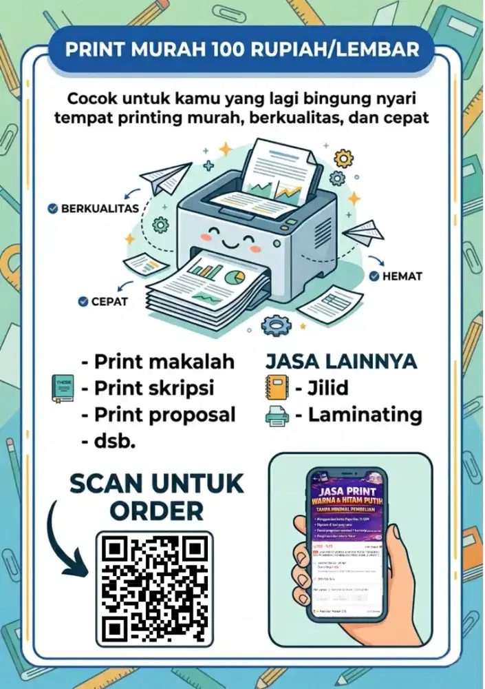 JASA PRINTING A4 KERTAS HVS PAPERONE 100-500 RUPIAH PERLEMBAR