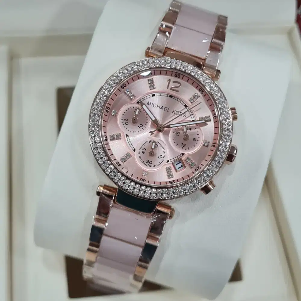 Jam Tangan Wanita MK 5895 chronograp Chain Kombinasi