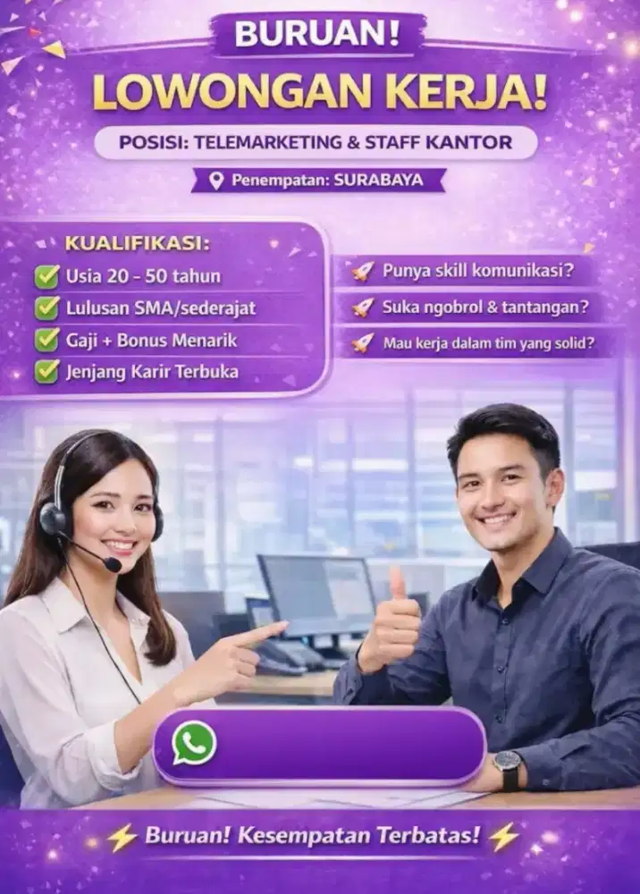 Lowongan Kerja Loker Tele Sales SPG DS Freelance