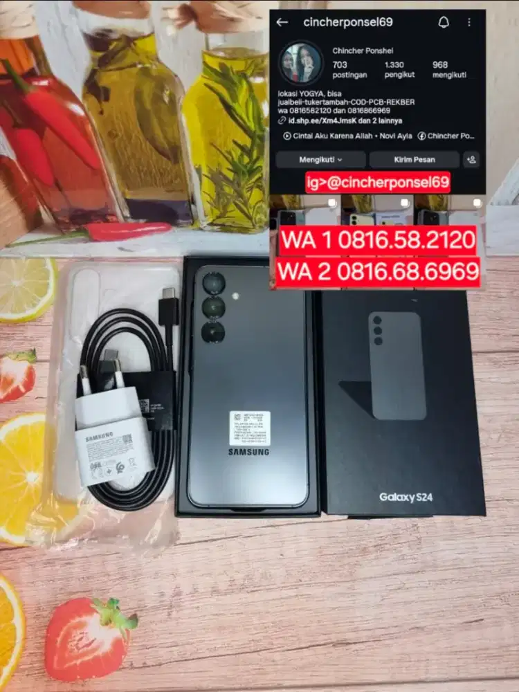 Jual hp likenew Samsung s24 5g 8/512 grns sein istimewa free adaptor