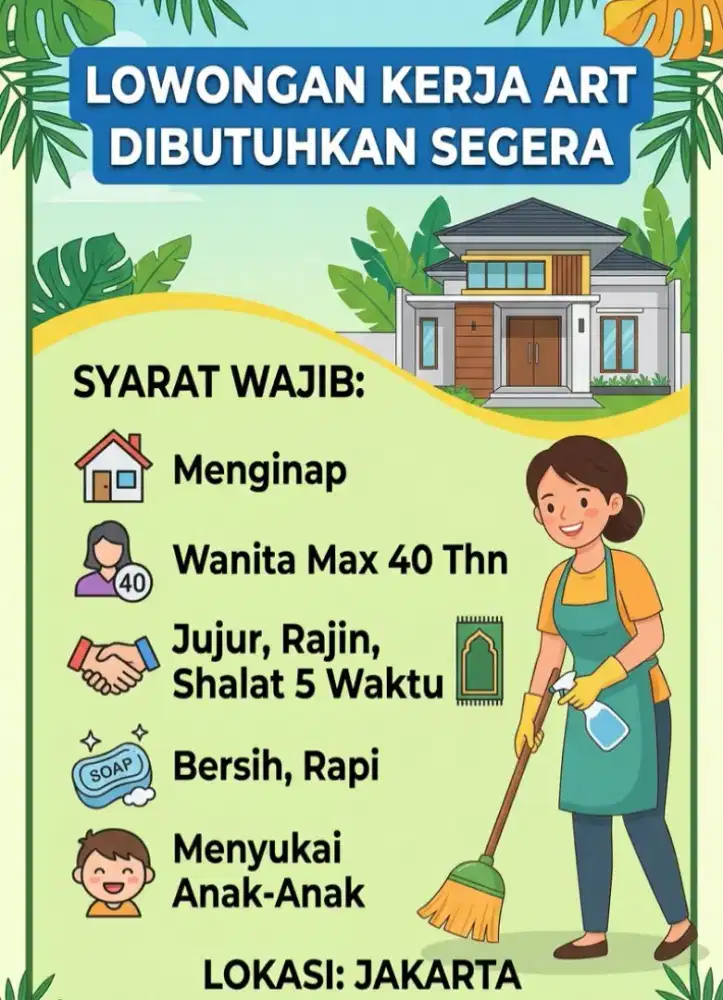 Dibutuhkan PRT/ART harian di Grahayana, Teluk Jambe, Karawang