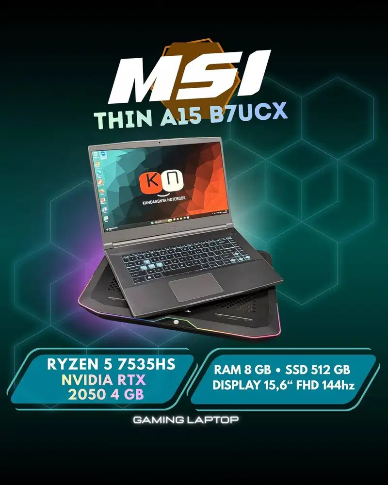 Msi Thin A15 B7UCX Ryzen 5 7535Hs Nvidia RTX2050 4GB RAM 8GB / 512GB