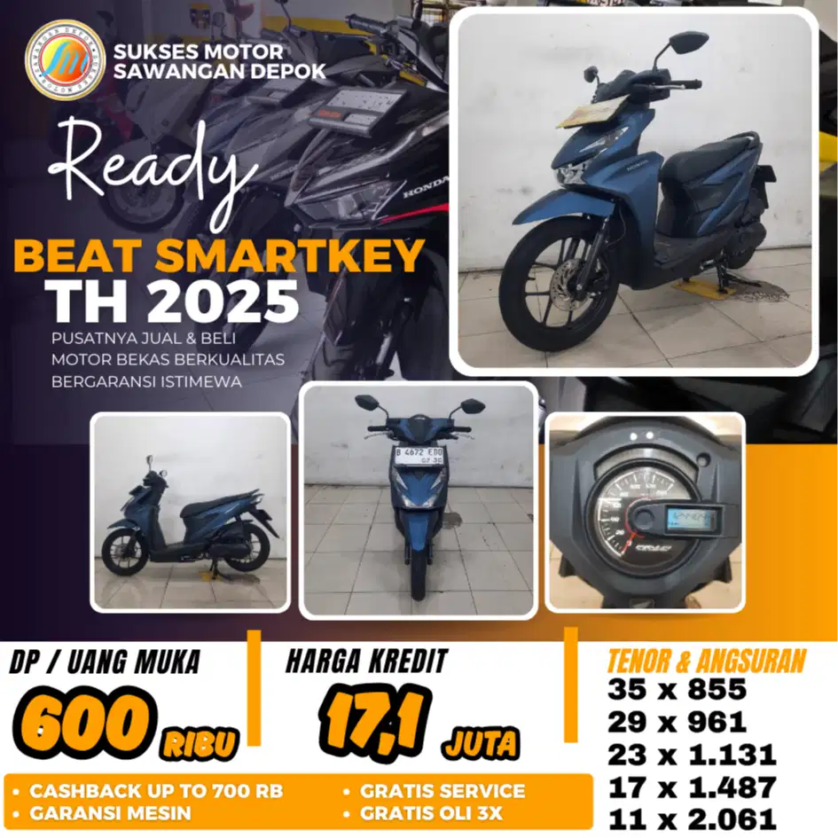ISTIMEWA BEAT DELUXE SMARTKEY 2025 BIRU KEYLES MULUS BISA CASH KREDIT