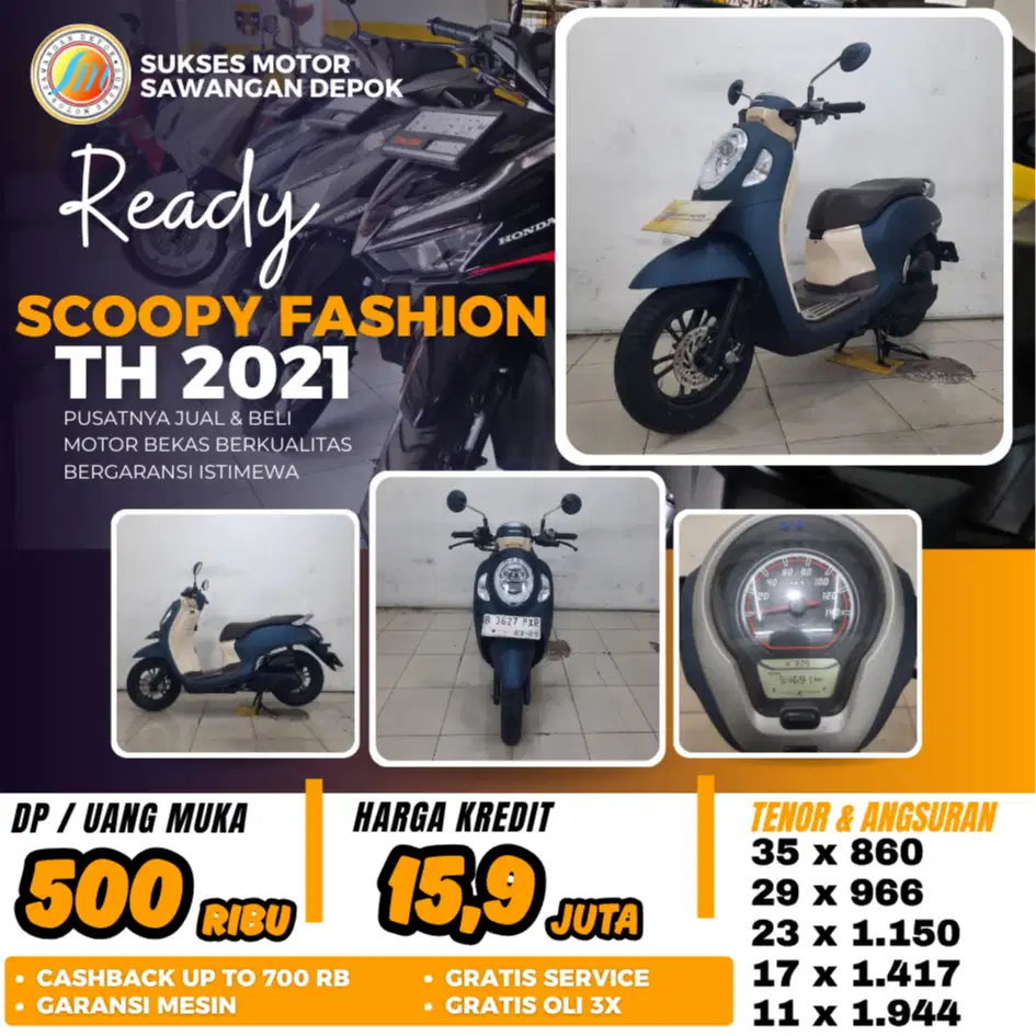 SCOOPY NEW FASHION TH 2021 MULUS BERGARANSI BISA KREDIT DI SUKSES MOTO
