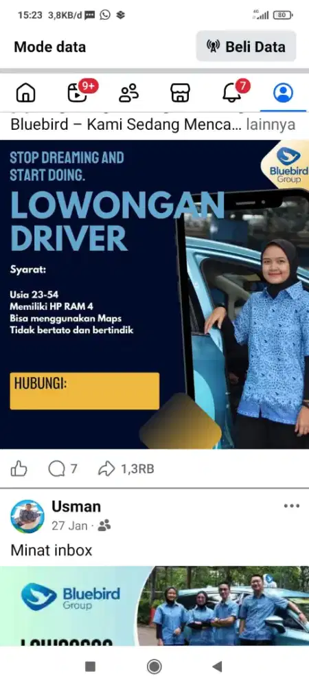 Lowongan urgent driver Jaksel