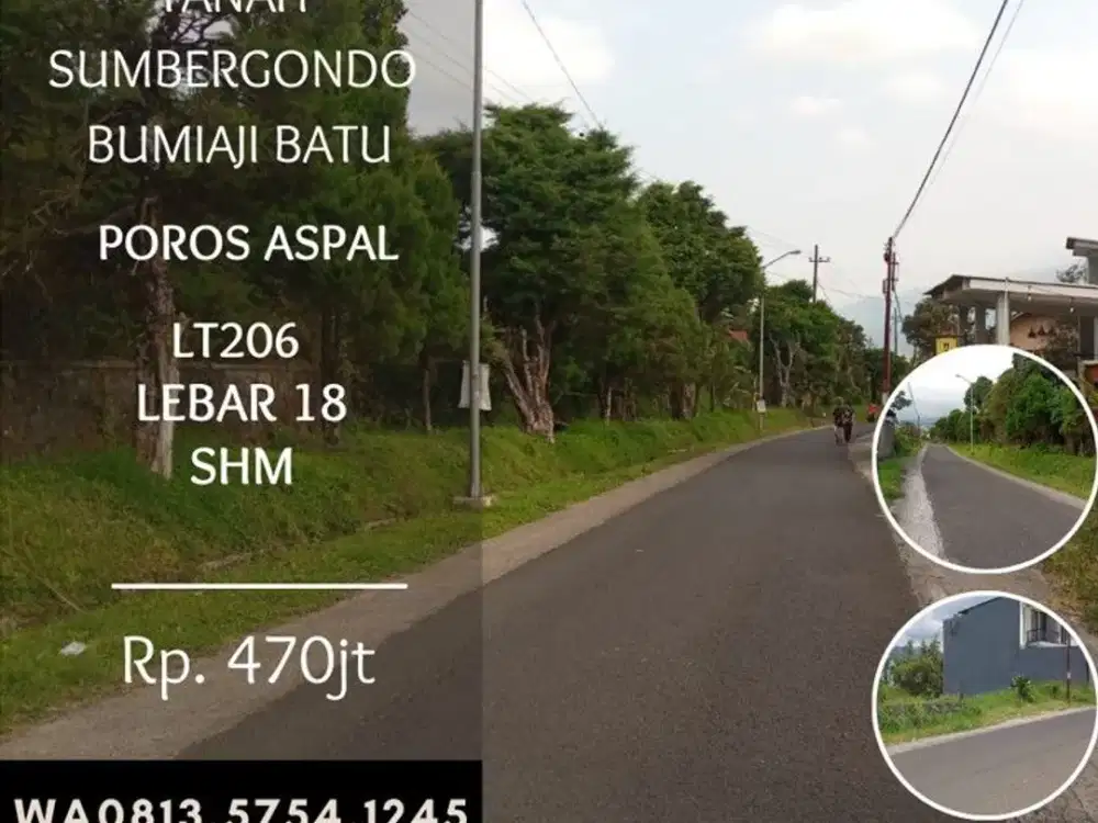 Tanah dijual di punten sumbergondo bumiaji Batu Lt206 poros jalan view pegunungan