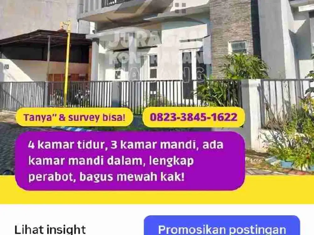 SEWA KONTRAK RUMAH MEWAH 4 KAMAR LENGKAP PERABOT ADA MANDI DALAM